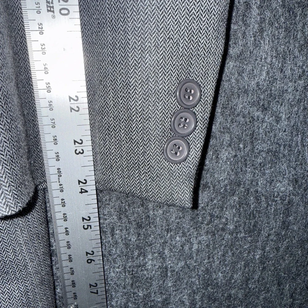 Zagato Blazer Men Super‎ 100's 48R Wool Gray Pockets Suit Jacket Padded Shoulder